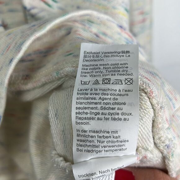 J. Crew Cream & Rainbow Heathering Hoodie with Tassels Size Medium - Picture 9 of 13